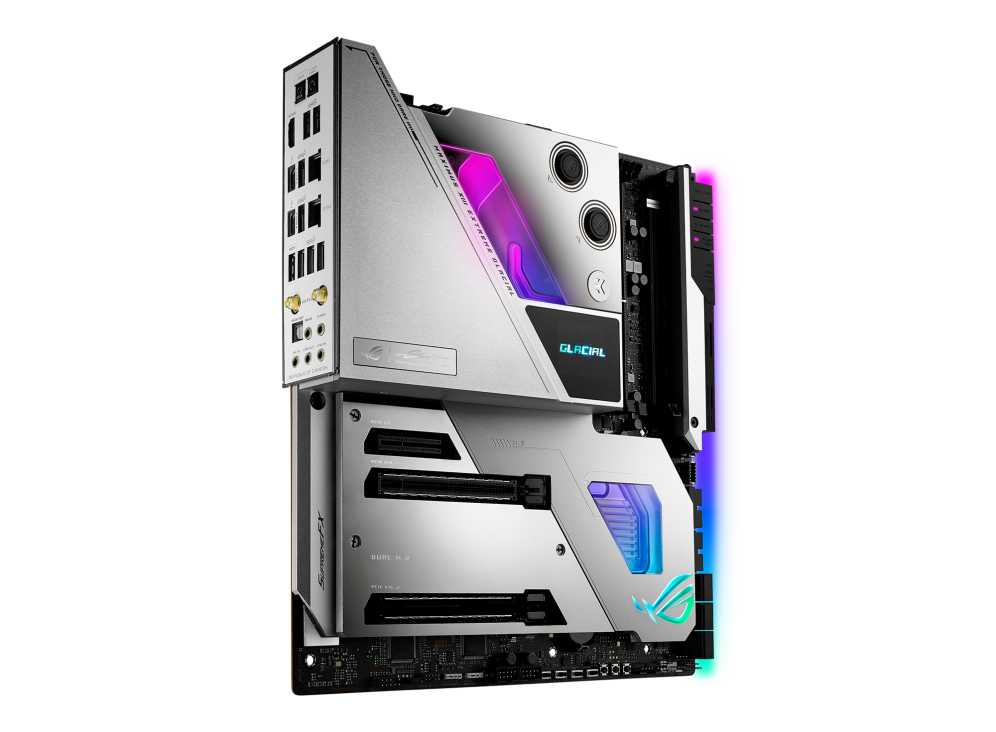 ROG Maximus XIII Extreme Glacial angled view from left