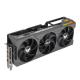 TUF Gaming GeForce RTX 4090 graphics card, angled top-down view, fans highlighted, ARGB