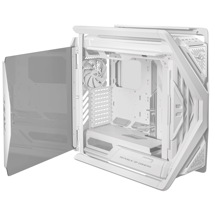 ROG Hyperion White left angle view with opened side panel