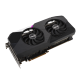 Dual Radeon RX 6700 XT OC Edition graphics card, front angled view, highlighting the fans, I/O ports