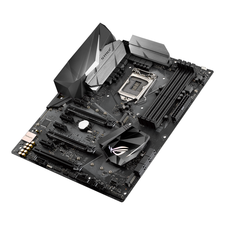 ROG STRIX Z270F GAMING top and angled view from right