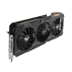 TUF GAMING AMD Radeon RX 6800 OC Edition graphics card, angled top down view, highlighting the fans, I/O ports