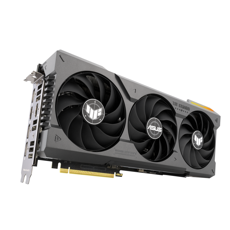 TUF Gaming GeForce RTX 4070 Ti graphics card hero shot from the front side 