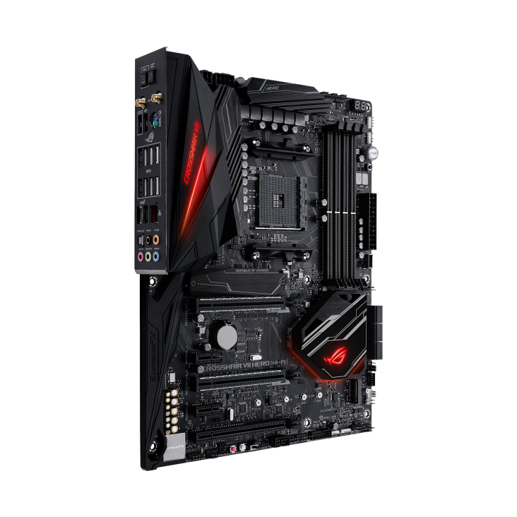 ROG CROSSHAIR VII HERO (WI-FI) angled view from left