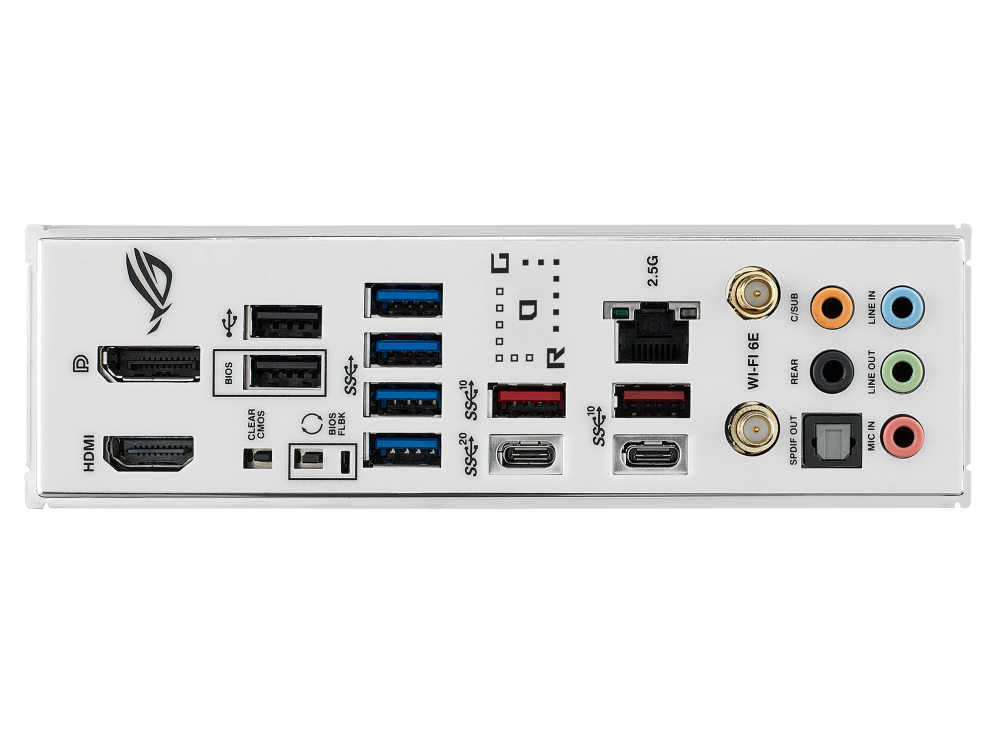 ROG STRIX Z790-A GAMING WIFI D4 I/O ports closeup