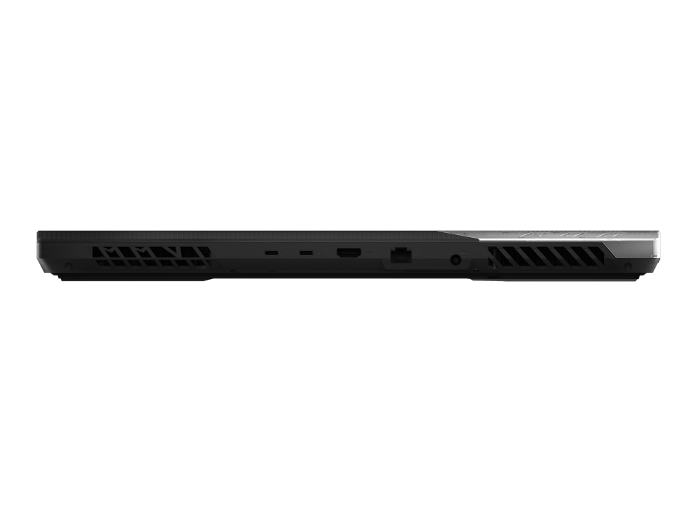 Profile view of the rear I/O of the Strix SCAR 17 SE.