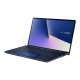 ASUS ZenBook 13 UX334 ROYAL BLUE display opened from the front view, tilting at 45-degree from the right side. 