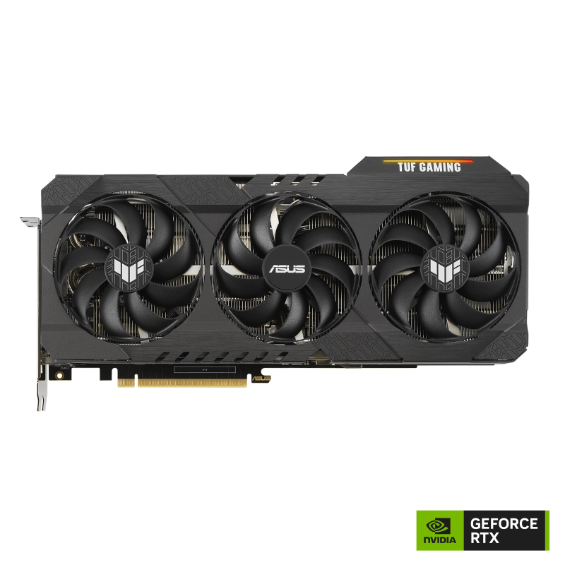 Front side of the ROG Strix Geforce RTX 3060 Ti OC Edition graphics card with NVIDIA logo
