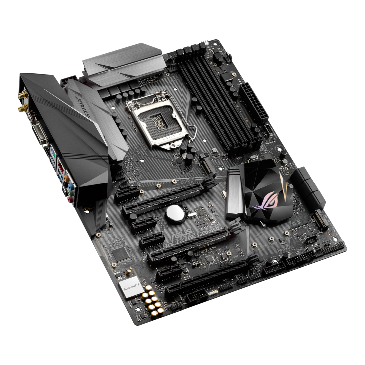 ROG STRIX Z270E GAMING top and angled view from left