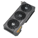 Highlighting the axial-tech fans and ARGB element of the TUF Gaming AMD Radeon RX 7600 XT OC Edition graphics card 