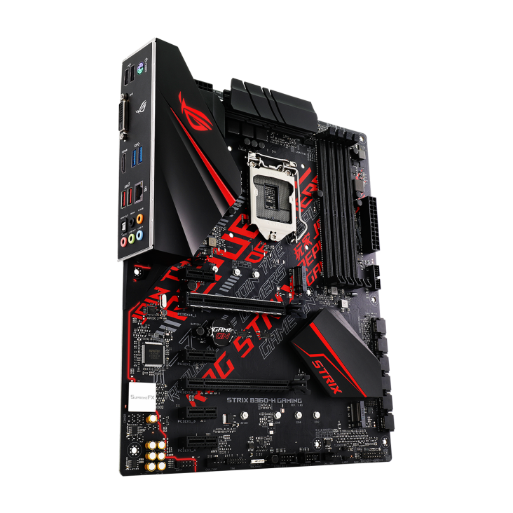 ROG STRIX B360-H GAMING angled view from left