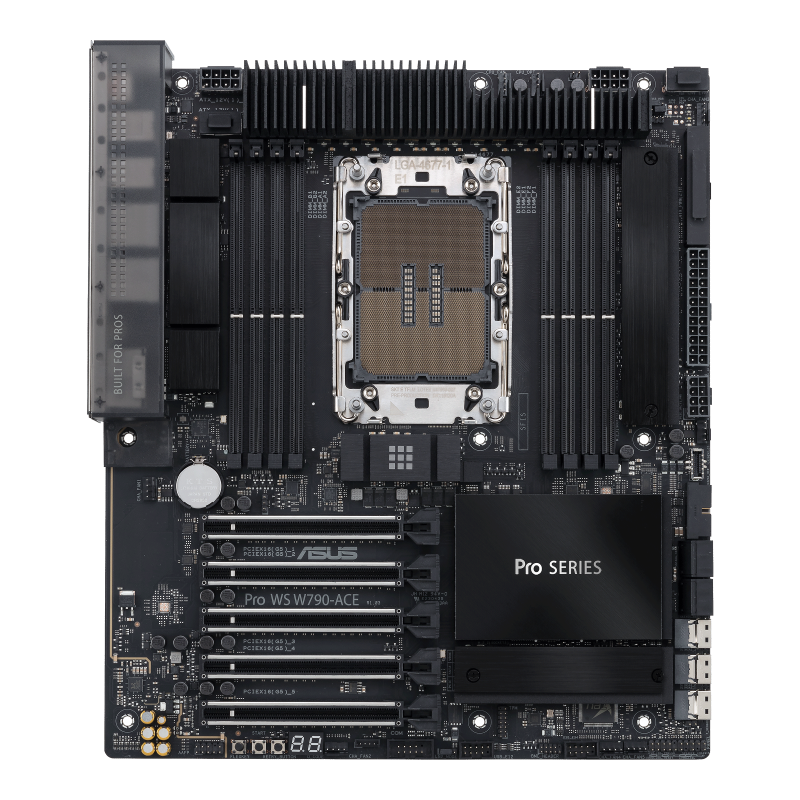 Pro WS W790-ACE, front view, with heatsinks