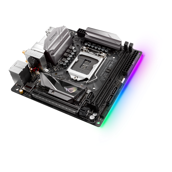 ROG STRIX Z270-I GAMING top and angled view from right
