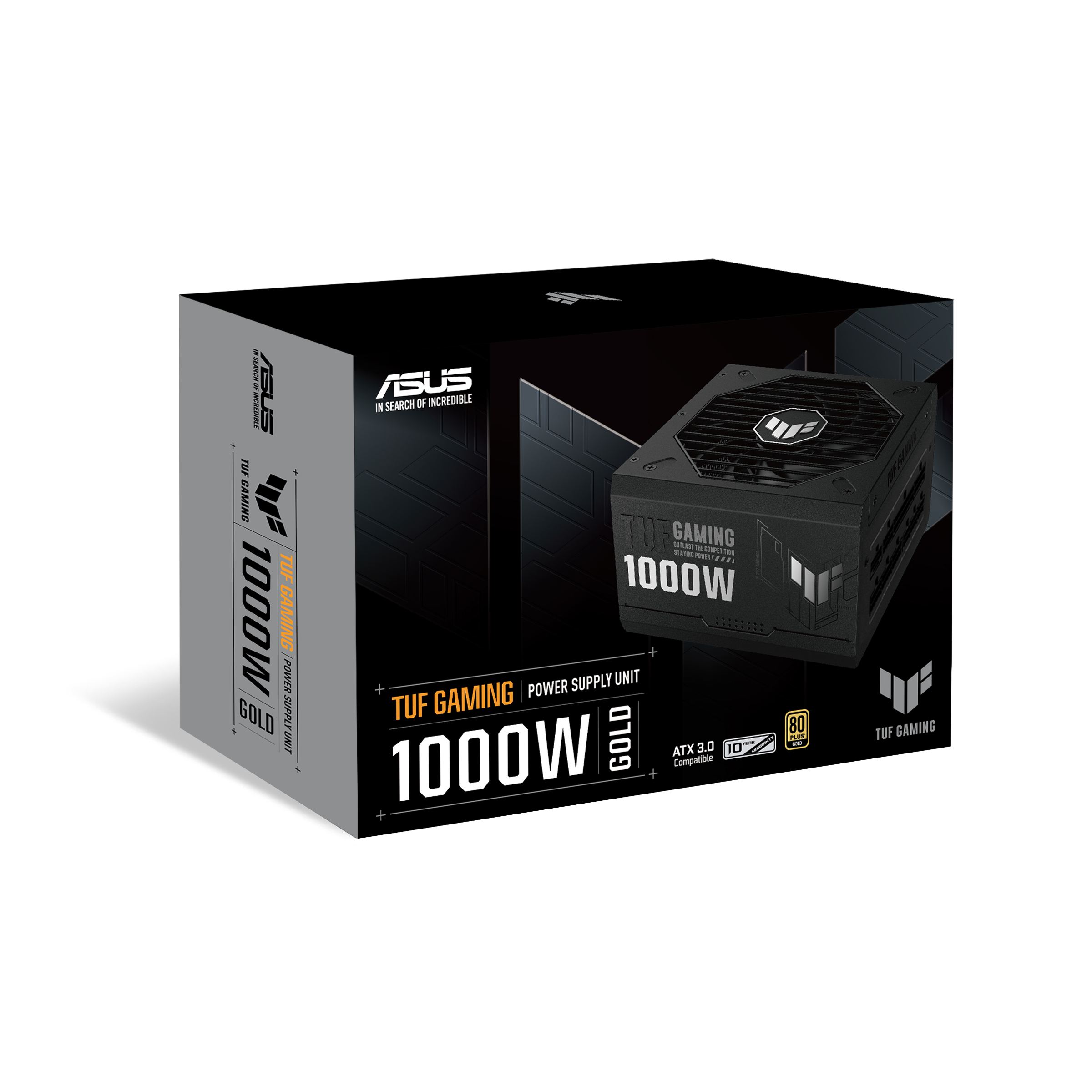 ASUS TUF GAMING 1000W Gold – Bloc d'alimentation PC (1000 Watt, modulable,  80+ Gold, ATX 3.0 compatible, Ventilateurs axiaux à double roulement à