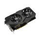 Dual series of GeForce RTX 2060 EVO graphics card, front angled view, highlighting the fans, I/O ports