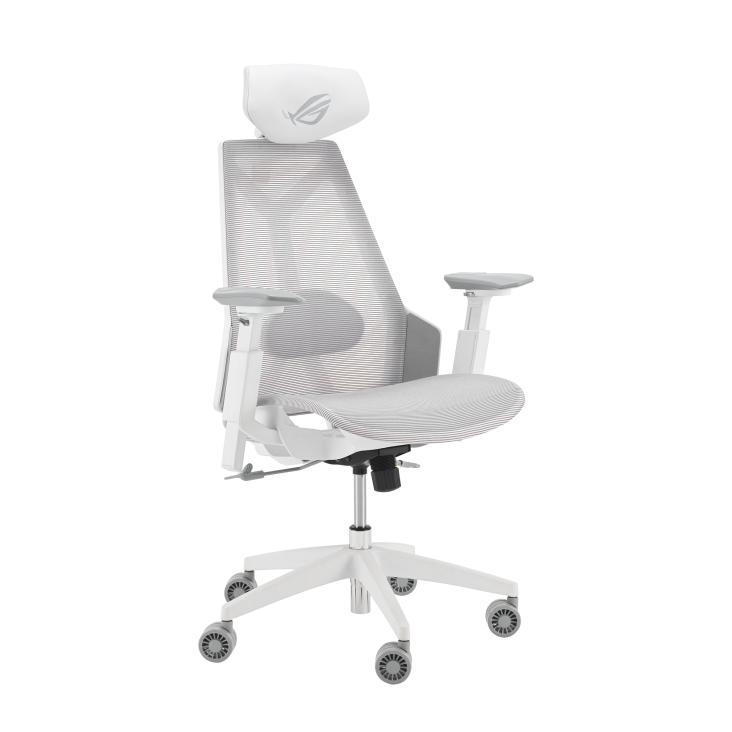 The front view of ROG Destrier Core in Moonlight White Edition angled from left