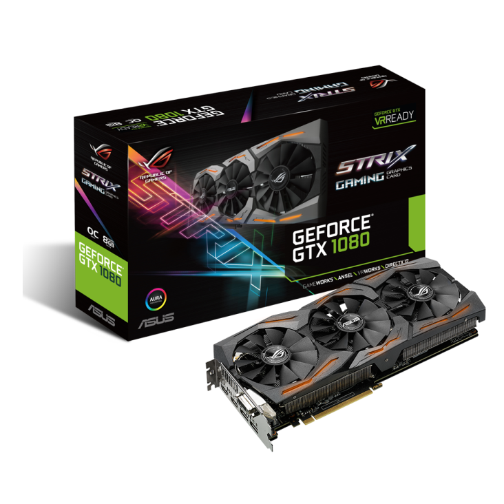 ROG-STRIX-GTX1080-O8G-GAMING graphics card and packaging