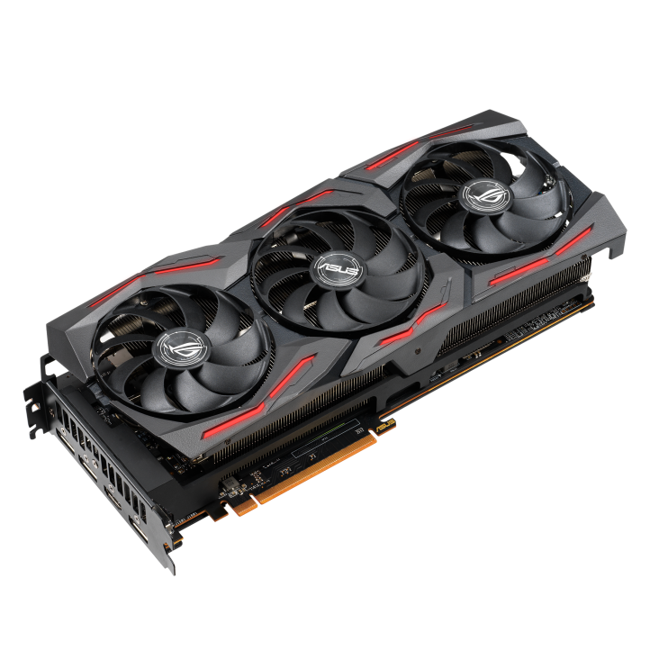 ROG-STRIX-RX5700-O8G-GAMING graphics card, front angled view