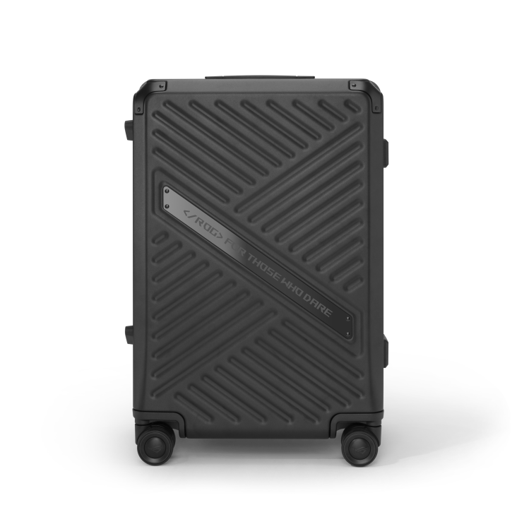 SLASH Hardcase Luggage on a white background, sitting its wheels