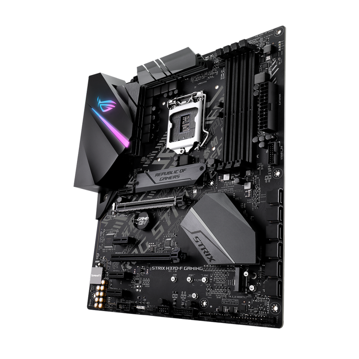 ROG STRIX H370-F GAMING angled view from right