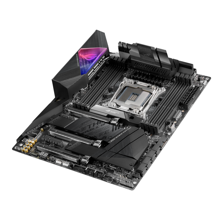 ROG Strix X299-E Gaming II top and angled view from right
