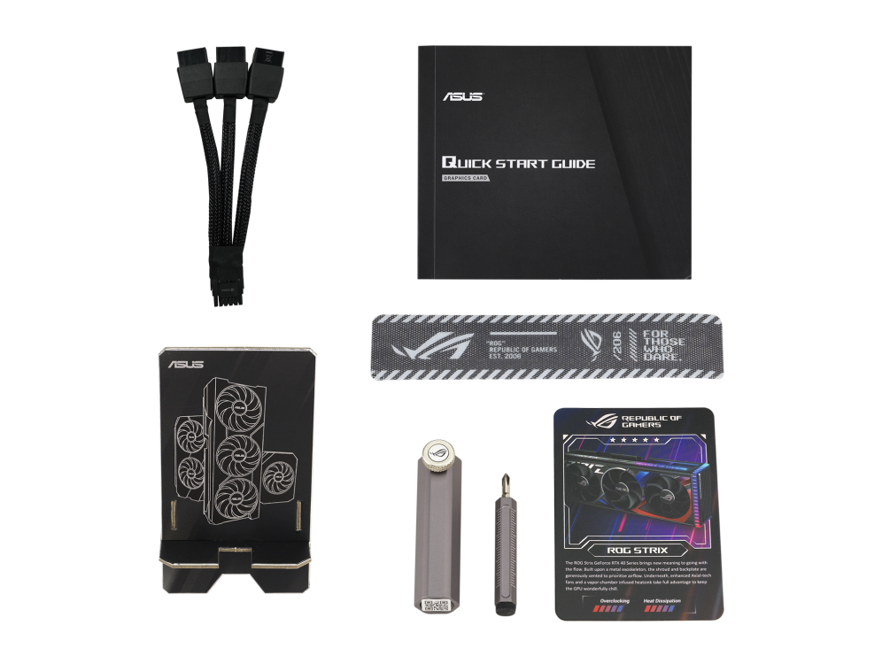 ROG-STRIX-RTX 4080_Accessory graphics card holder, velcro hook andloop,thank you card and adapter