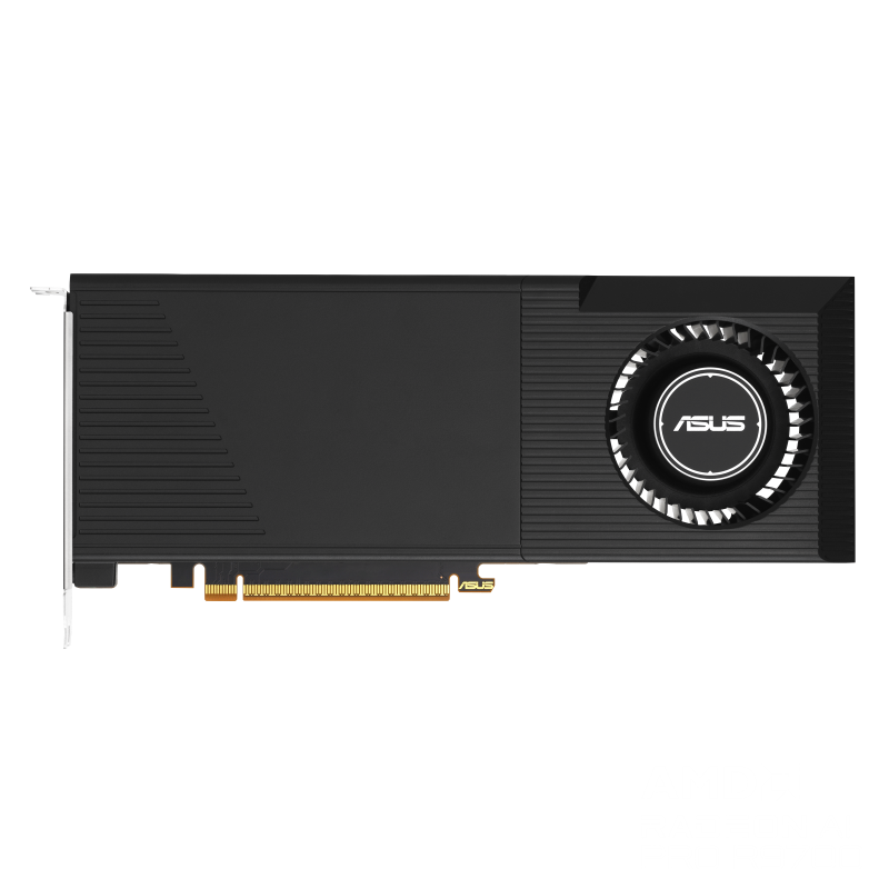 ASUS TURBO Radeon™ AI PRO R9700, front view with AMD white logo