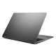 Matte Gray ASUS Vivobook 16 Flip shown from the back side with a visible striped-hinge design