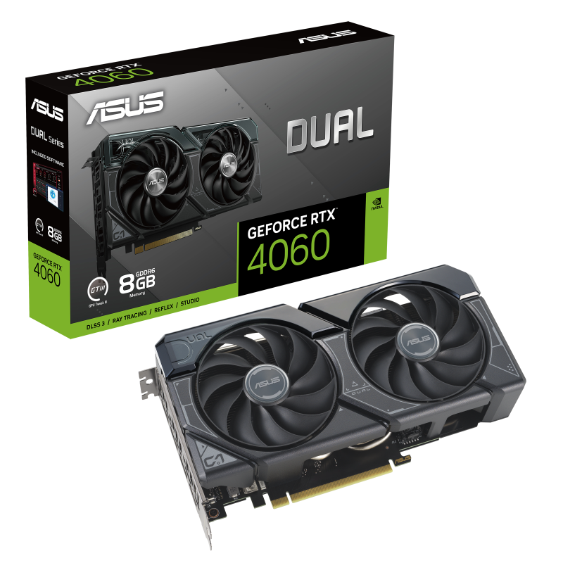 ASUS Dual GeForce RTX 4060 packaging and graphics card