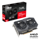 ASUS Dual Radeon RX 7600 V2 OC Edition packaging and graphics card with AMD logo