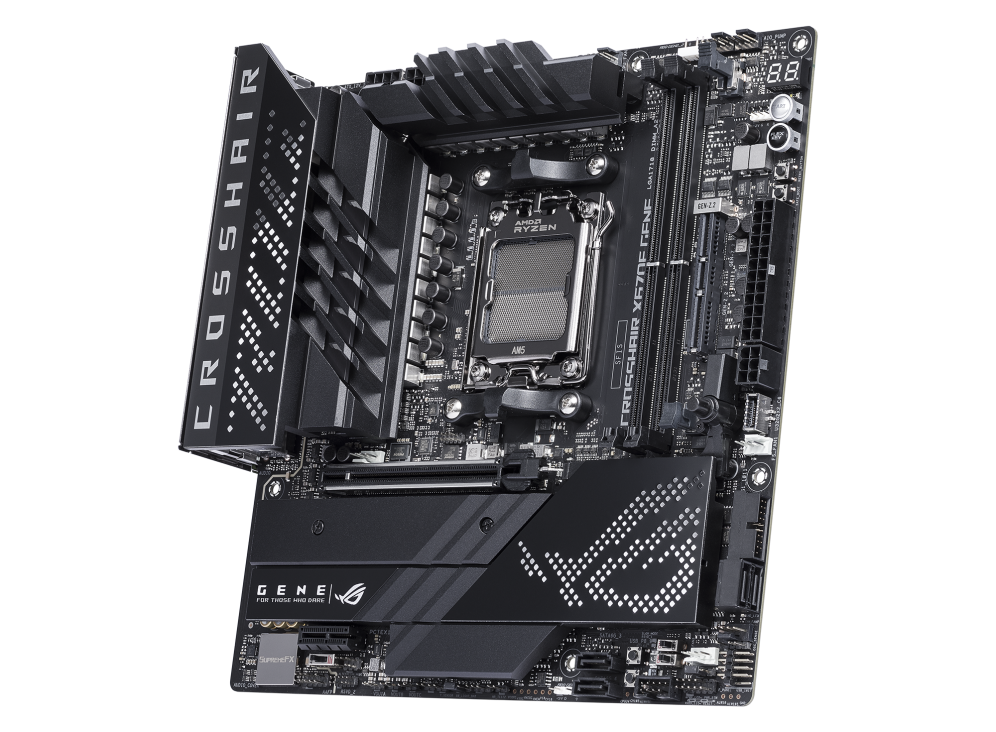 ROG CROSSHAIR X670E GENE angled view from right