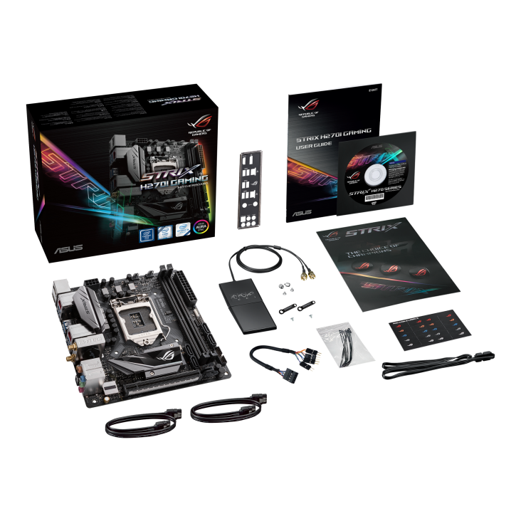 ROG STRIX H270I GAMING top view with what’s inside the box
