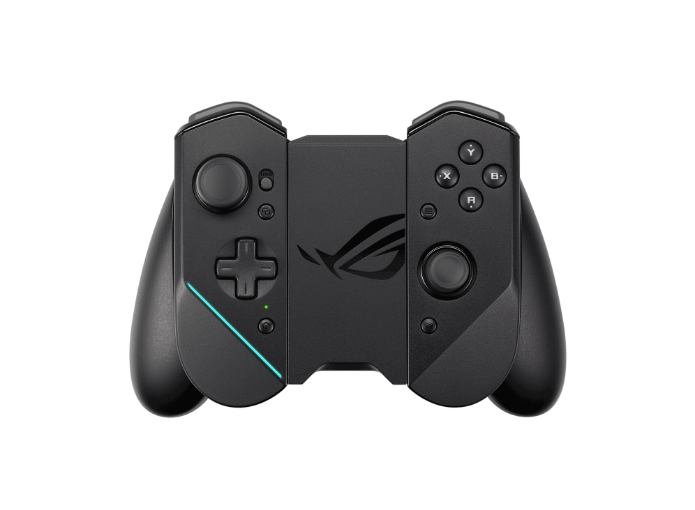 ROG Kunai 3 Gamepad angled view from front in All-in-one Mode