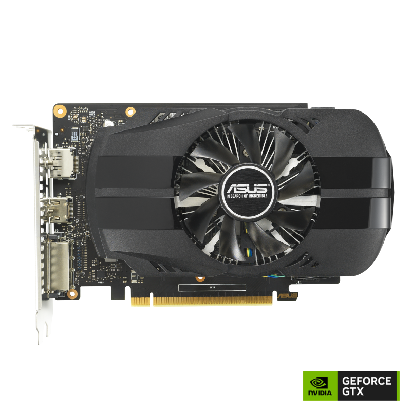 ASUS Phoenix GeForce GTX 1650 OC 4GB EVO graphics card with NVIDIA logo, front view