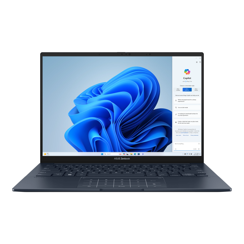 Zenbook 14 OLED (UX3405) displays opened from the front view.