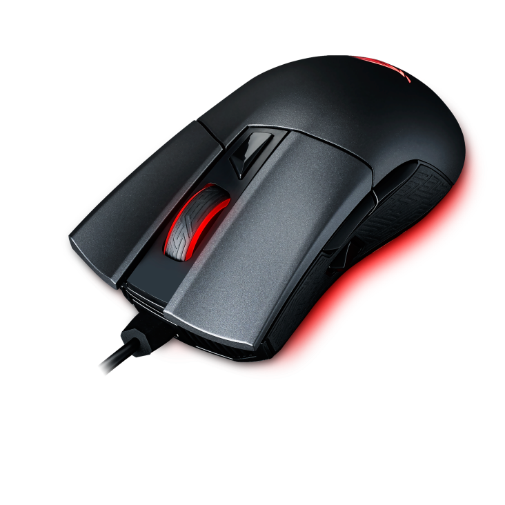 ROG Gladius II angled view from the front with USB Type-C Cord