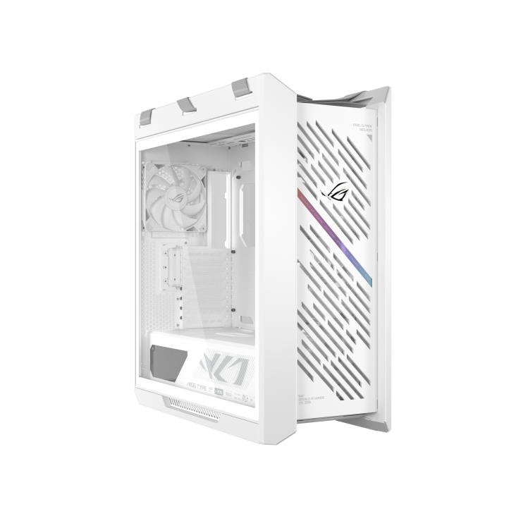 ROG Strix Helios II White front 45-degree view