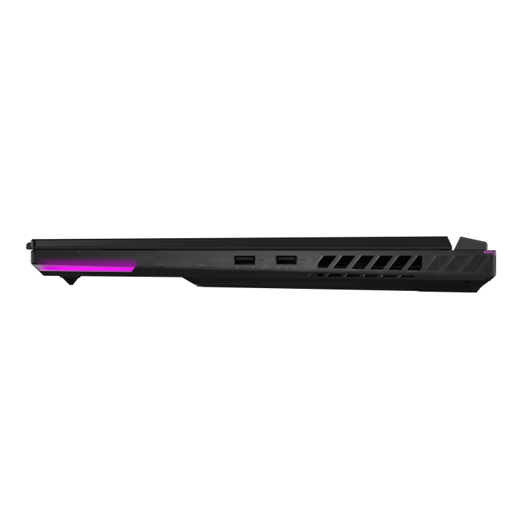 Profile view of the left side of the Strix SCAR 18, with two USB A ports visible