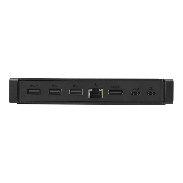 ROG docking station showing USB, Ethernet, and HDMI ports