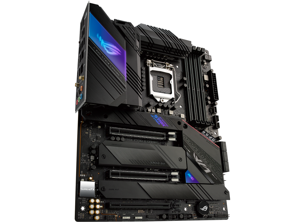 ROG STRIX Z590-E GAMING WIFI angled view from left