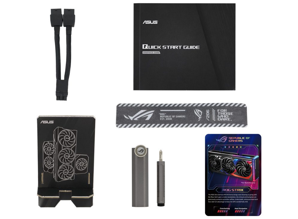 ROG-STRIX-RTX 4070 _Accessory graphics card holder, velcro hook andloop,thank you card and adapter