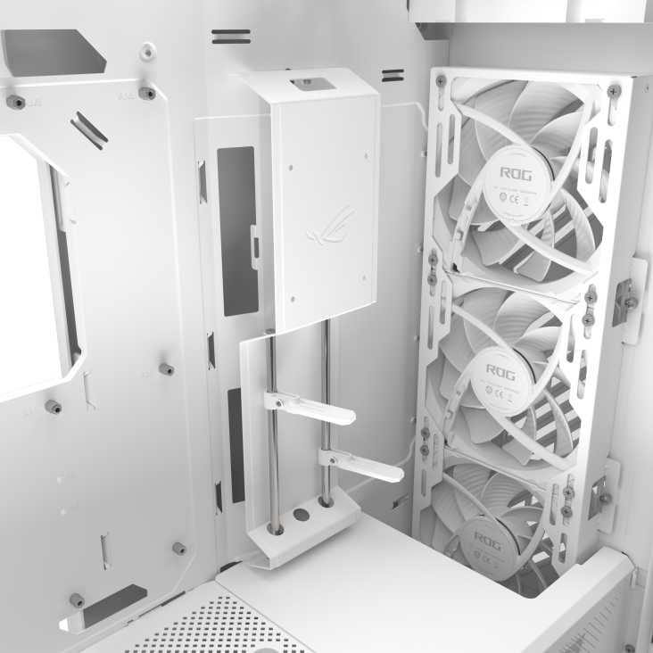 ROG Strix Helios II White multifunction cable cover and graphics card braces