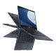 An angled front illustrated view of an ASUS ExpertBook B3 Flip showing the keyboard at five different angles.