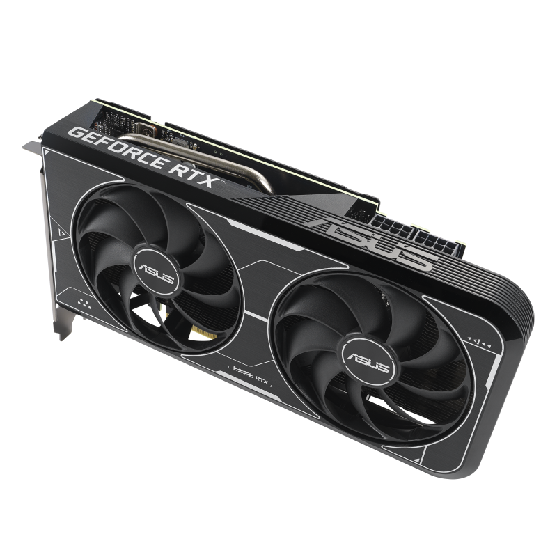 ASUS Dual GeForce RTX 3060 Ti OC edition graphics card, top down view