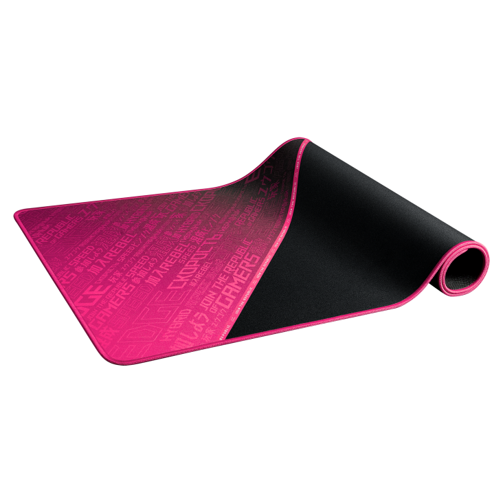 ROG Sheath Electro Punk right side of the mouse pad rolled in