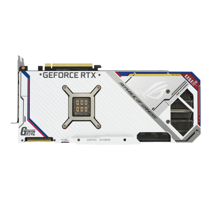 ROG-STRIX-GeForce-RTX-3090-GUNDAM-EDITION graphics card, rear view