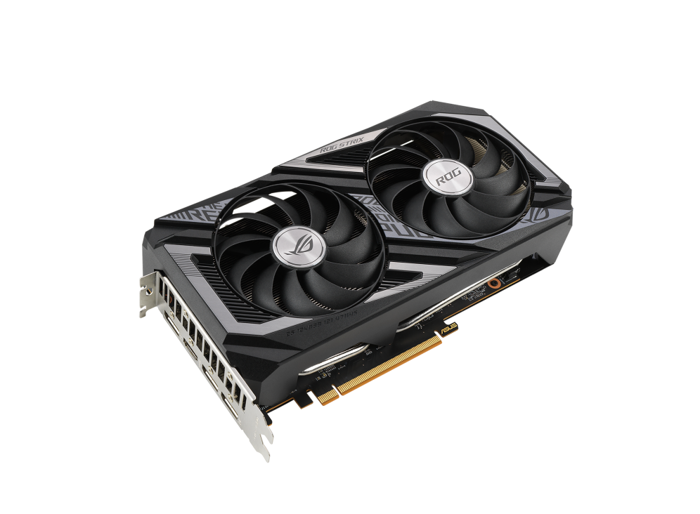 ROG Strix Radeon™ RX 6650 XT V2 OC Edition graphics card, front angled view