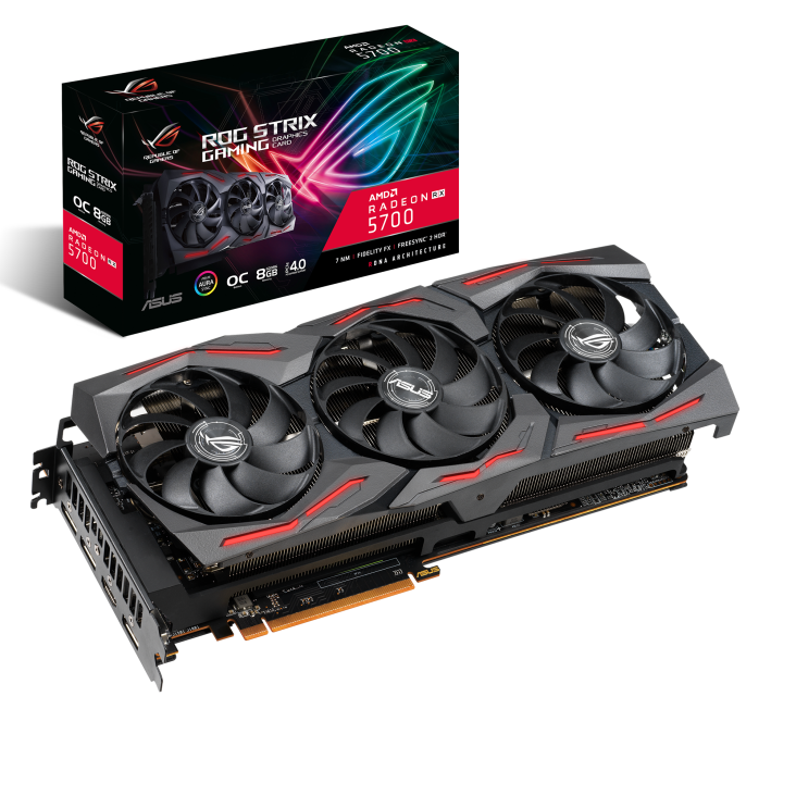 ROG-STRIX-RX5700-O8G-GAMING graphics card and packaging