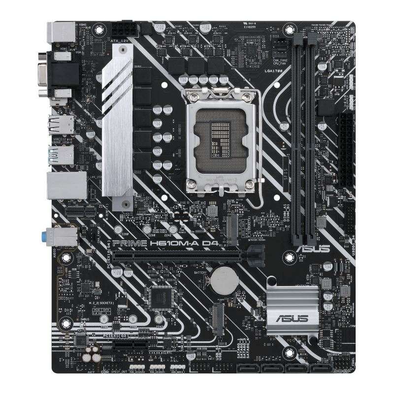 PRIME H610M-A D4-CSM motherboard, front view 