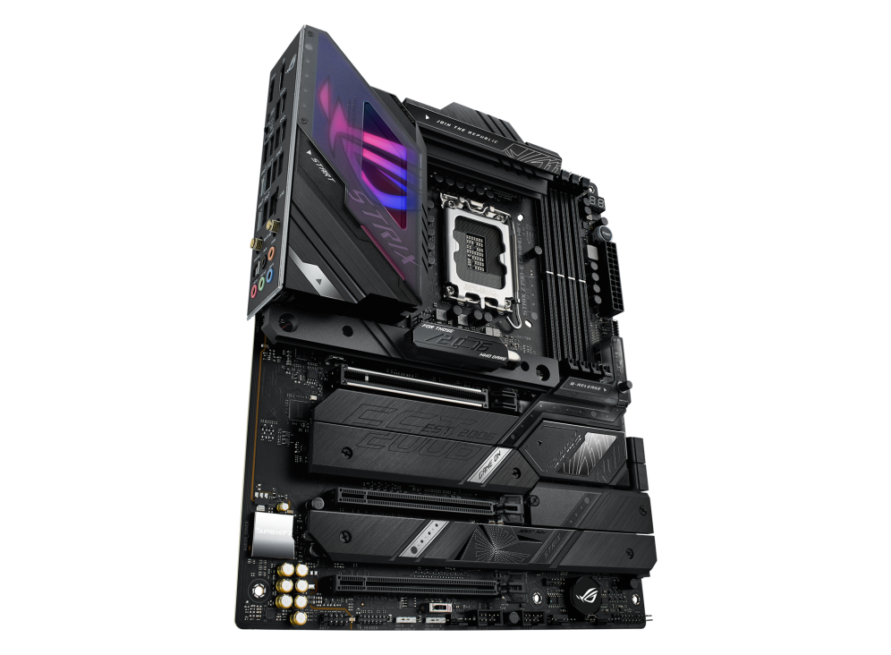 ROG STRIX Z790-E GAMING WIFI angled view from left